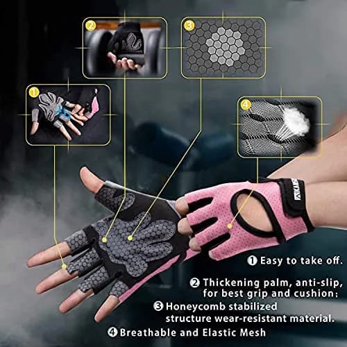 LIFECT Essential Breathable Workout Gloves, Pink, Large | Extra Grip & Adjustable Fit for Powerlifting & Gym thumbnail 2