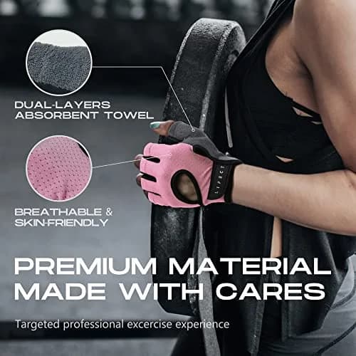 LIFECT Essential Breathable Workout Gloves, Pink, Large | Extra Grip & Adjustable Fit for Powerlifting & Gym thumbnail 3