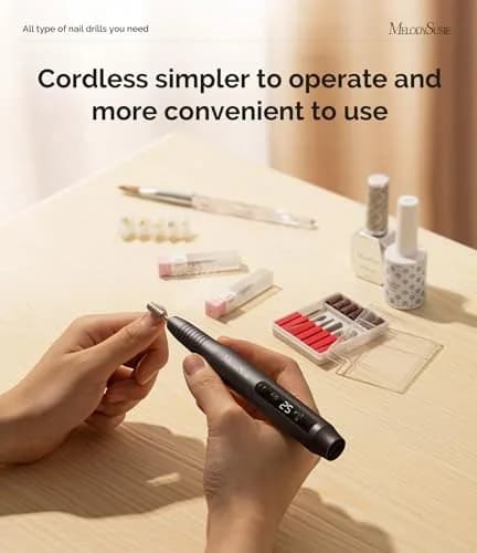 MelodySusie Pen-Shaped Portable Cordless Nail Drill 25000RPM | Rechargeable Electric File with LED Display for Nail Art & Acrylic Gel Removal thumbnail 6