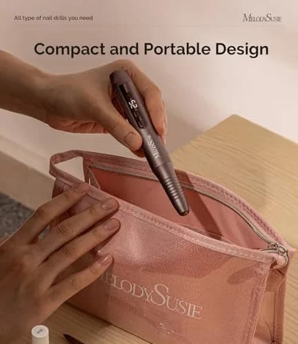 MelodySusie Pen-Shaped Portable Cordless Nail Drill 25000RPM | Rechargeable Electric File with LED Display for Nail Art & Acrylic Gel Removal thumbnail 3