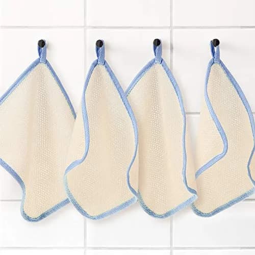 Tatuo 5 Pcs Exfoliating Washcloth Set with Blue Edge | Dual-Sided Scrub & Soft Texture for Face & Body thumbnail 7