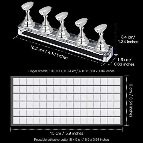 Blulu Magnetic Nail Art Practice Stands Set with 96 Adhesive Putty | 2 Sets Silver thumbnail 4