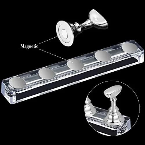 Blulu Magnetic Nail Art Practice Stands Set with 96 Adhesive Putty | 2 Sets Silver thumbnail 2