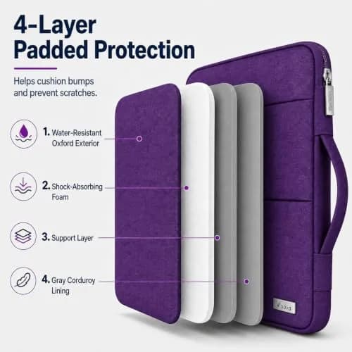 Voova 13.3-13 Inch Laptop Sleeve | Water-Resistant, Slim & Stylish Purple thumbnail 3
