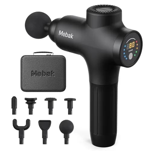 Mebak 3 Deep Tissue Massage Gun with 7 Heads & 5 Speeds | 1.68 lb Lightweight Percussion Massager for Athletes & Pain Relief thumbnail 1