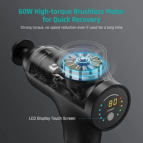 Mebak 3 Deep Tissue Massage Gun with 7 Heads & 5 Speeds | 1.68 lb Lightweight Percussion Massager for Athletes & Pain Relief thumbnail 6