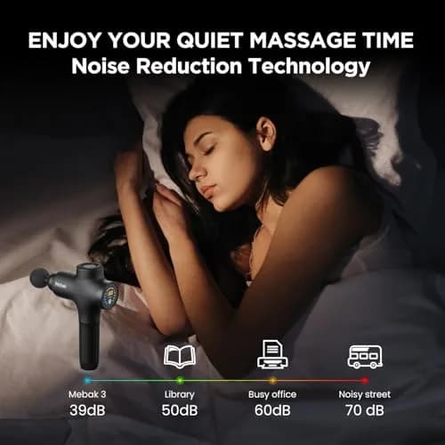 Mebak 3 Deep Tissue Massage Gun with 7 Heads & 5 Speeds | 1.68 lb Lightweight Percussion Massager for Athletes & Pain Relief thumbnail 7