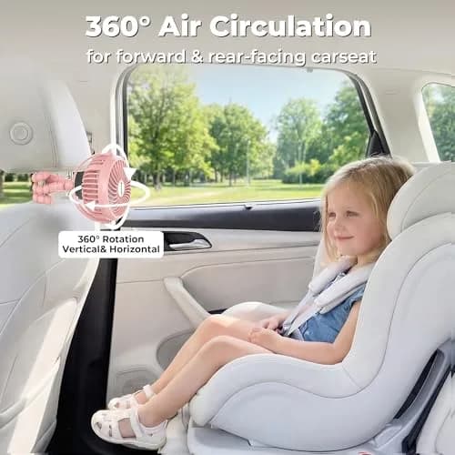 AMACOOL Battery Operated Stroller Fan 2600mAh Pink | Portable Clip On Fan Rechargeable thumbnail 5