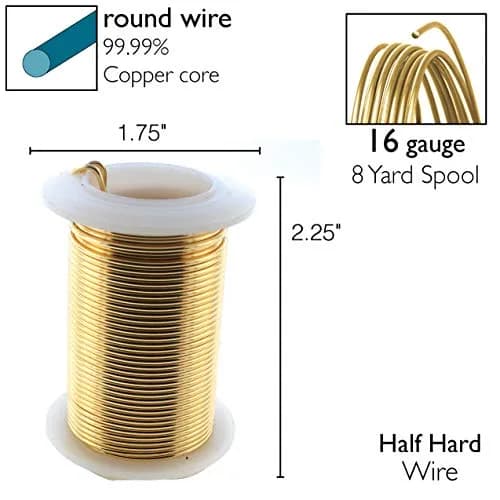 The Beadsmith 16 Gauge Copper Jewelry Wire Gold 8 Yd (7.32 m) | Tarnish-Resistant for Crafts thumbnail 4