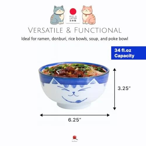 JapanBargain Set of 2 Japanese Large Porcelain Bowls 6.25-inch | Handcrafted Soup & Rice Bowls thumbnail 4