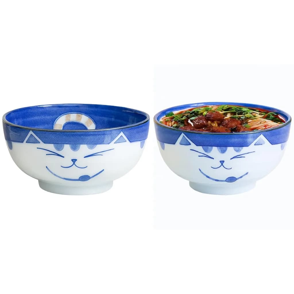 JapanBargain Set of 2 Japanese Large Porcelain Bowls 6.25-inch | Handcrafted Soup & Rice Bowls