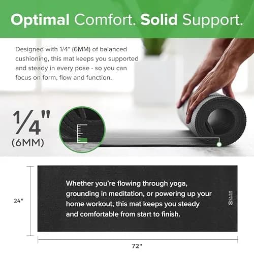 Gaiam Essentials Yoga Mat 6mm Non-Slip with Carrying Sling Teal | Extra Thick 6mm Non-Slip Textured Grip Surface Easy-Carry Sling Included Yoga Pilates & Floor Workouts 173cm x 61cm thumbnail 2