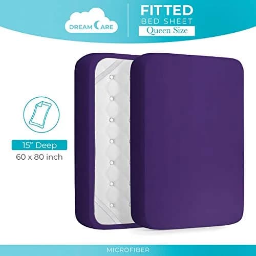DREAMCARE Fitted Sheet Queen Size Deep Pocket 60 x 80 inches | Wrinkle-Resistant Microfiber, Hotel Luxury (70-120 chars) thumbnail 4