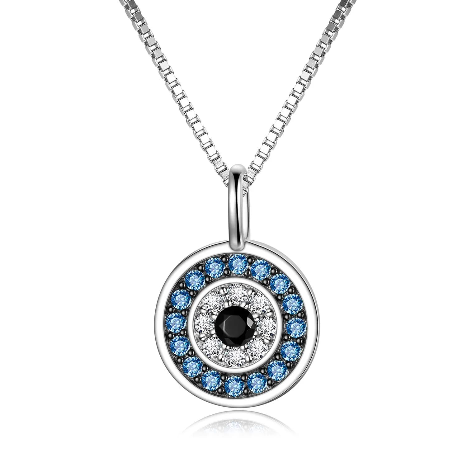 PEIMKO Evil Eye Pendant Necklace for Women 925 Sterling Silver Rose Gold | Greek Protection Jewelry — Chain Change
