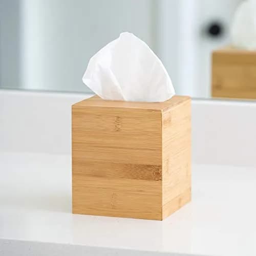 JUSK Design Tissue Box Holder - Modern, Minimalist, Durable Wooden Bamboo Square | Easy Refill thumbnail 7