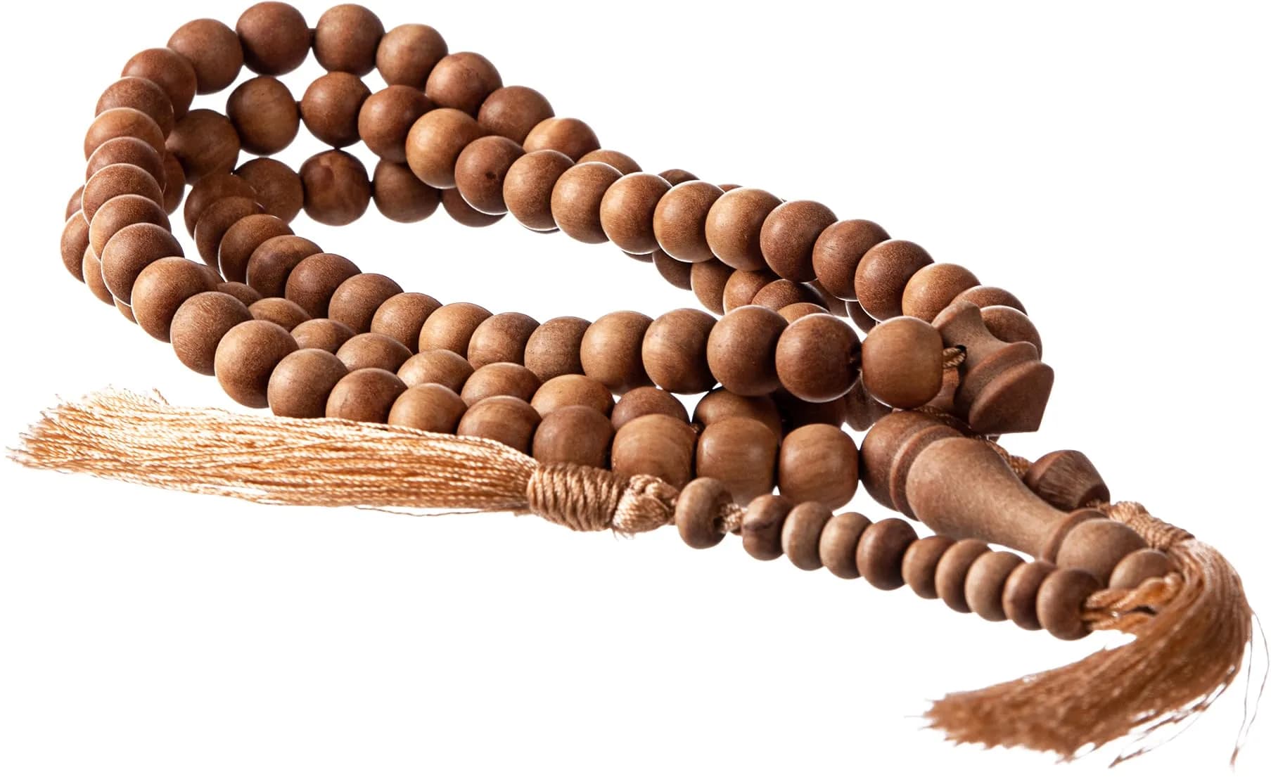 Nusantara Shop Sandalwood Tasbih 99 Beads 8mm | Natural Wood Islamic Prayer Beads for Meditation & Dhikr - main product image