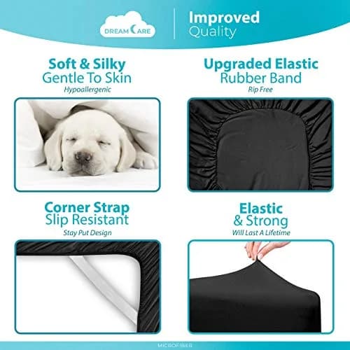 DREAMCARE King Fitted Sheet Only - Extra Deep Pocket Microfiber Bed Sheet in Black thumbnail 6