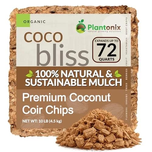 plantonix Coco Chips Mulch Brick (10lbs) | Organic Moisture Retention for Gardens thumbnail 1