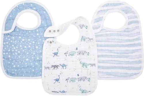 aden + anais Snap Baby Bib, 3 Pack, 23cm x 32.5cm (9" x 13") | 3-Layer Cotton Muslin for Infants thumbnail 1