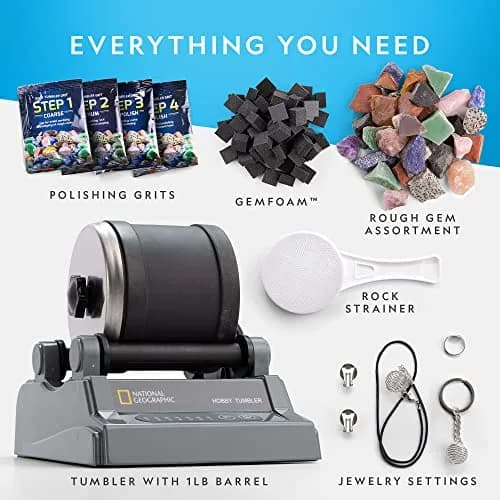Blue Marble Hobby Rock Tumbler Kit for Kids & Beginners | Gemstone Polisher with GemFoam, 1/2 lb Rocks, All-in-One Science Kit thumbnail 6