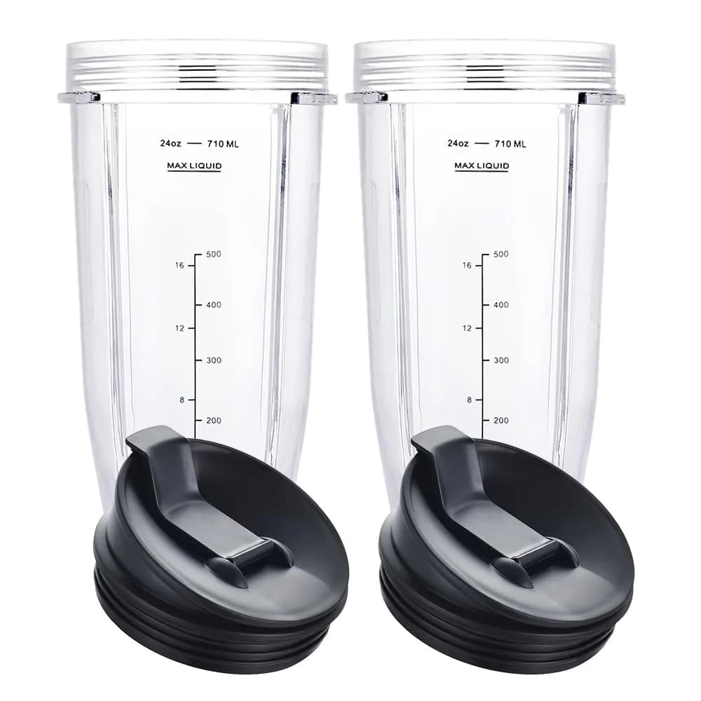 WWjiuyue 24oz Blender Cups with Sip & Seal Lids, 2-Pack | Compatible with Ninja Auto IQ Series BL480 BL481 BL482 BL490 BL640 BL680 BL450 — 24OZ Cups
