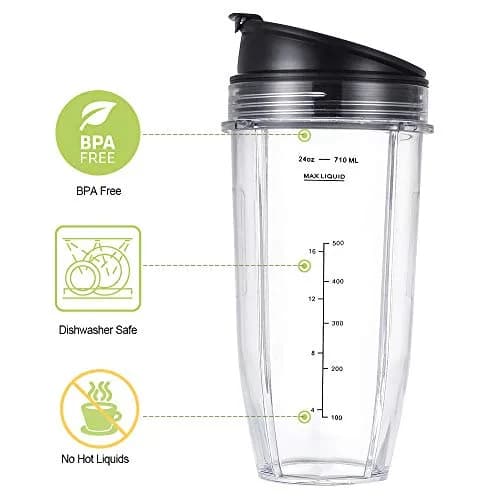 WWjiuyue 24oz Blender Cups with Sip & Seal Lids, 2-Pack | Compatible with Ninja Auto IQ Series BL480 BL481 BL482 BL490 BL640 BL680 BL450 thumbnail 3