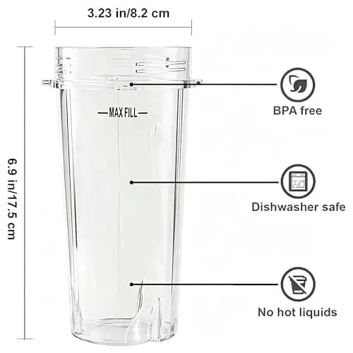 GahsElec Blender Cups Fit for Ninja, Replacement Parts 16oz | BPA Free & Dishwasher Safe thumbnail 3