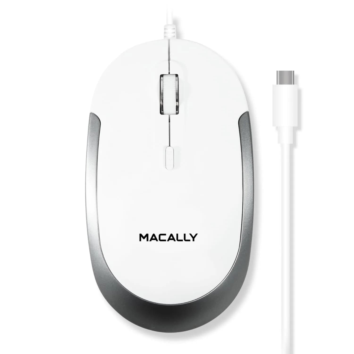 Macally Wired USB C Mouse for Mac & Windows - 3 Button & Scroll Wheel | Ambidextrous Design, DPI Switch 800/1200/1600/2400