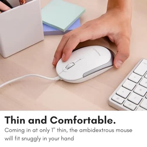 Macally Wired USB C Mouse for Mac & Windows - 3 Button & Scroll Wheel | Ambidextrous Design, DPI Switch 800/1200/1600/2400 thumbnail 3