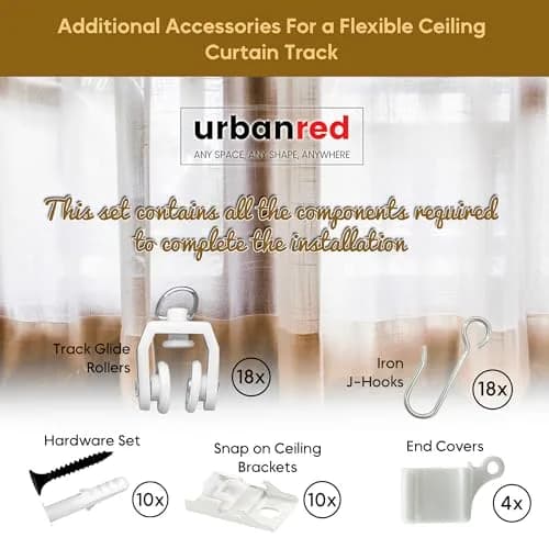 UrbanRed Flexible Ceiling Curtain Track Kit, Curved Room Divider Rail, 25 cm (10 inches) | Easy Install Room Divider thumbnail 7