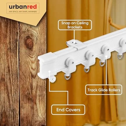 UrbanRed Flexible Ceiling Curtain Track Kit, Curved Room Divider Rail, 25 cm (10 inches) | Easy Install Room Divider thumbnail 3