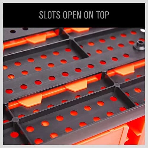 SEDY 30-Bin Wall-Mounted Storage Rack System with Peg Boards, 64cm x 38cm x 18.5cm | Organize Tools, Hardware, and Small Parts thumbnail 7