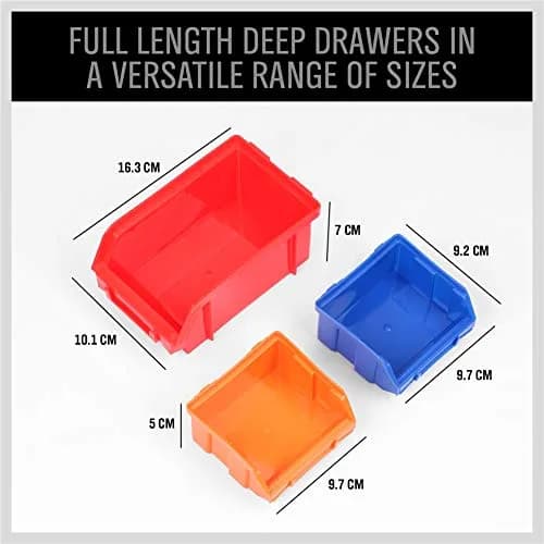 SEDY 30-Bin Wall-Mounted Storage Rack System with Peg Boards, 64cm x 38cm x 18.5cm | Organize Tools, Hardware, and Small Parts thumbnail 3
