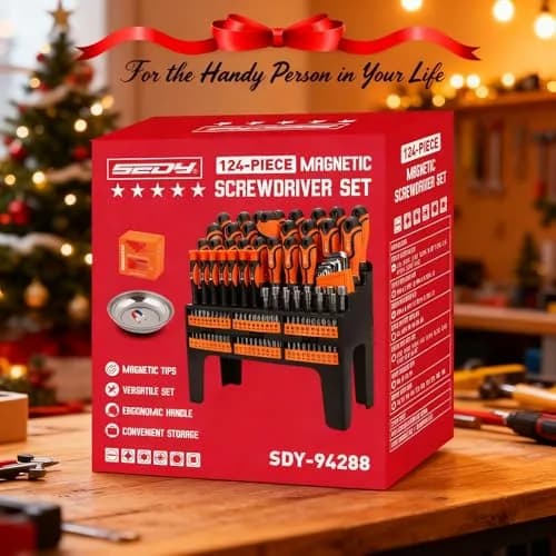 SEDY 124-Piece Magnetic Screwdriver Set with Plastic Racking | Versatile DIY Tools for Men thumbnail 9