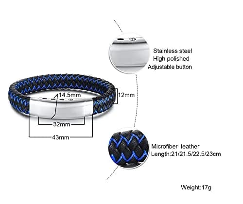 MEALGUET Bible Verse Braided Bracelet with Cross Scripture Engraved, Black Blue, 8.2-9 inches | Inspirational Christian Jewelry for Men thumbnail 2
