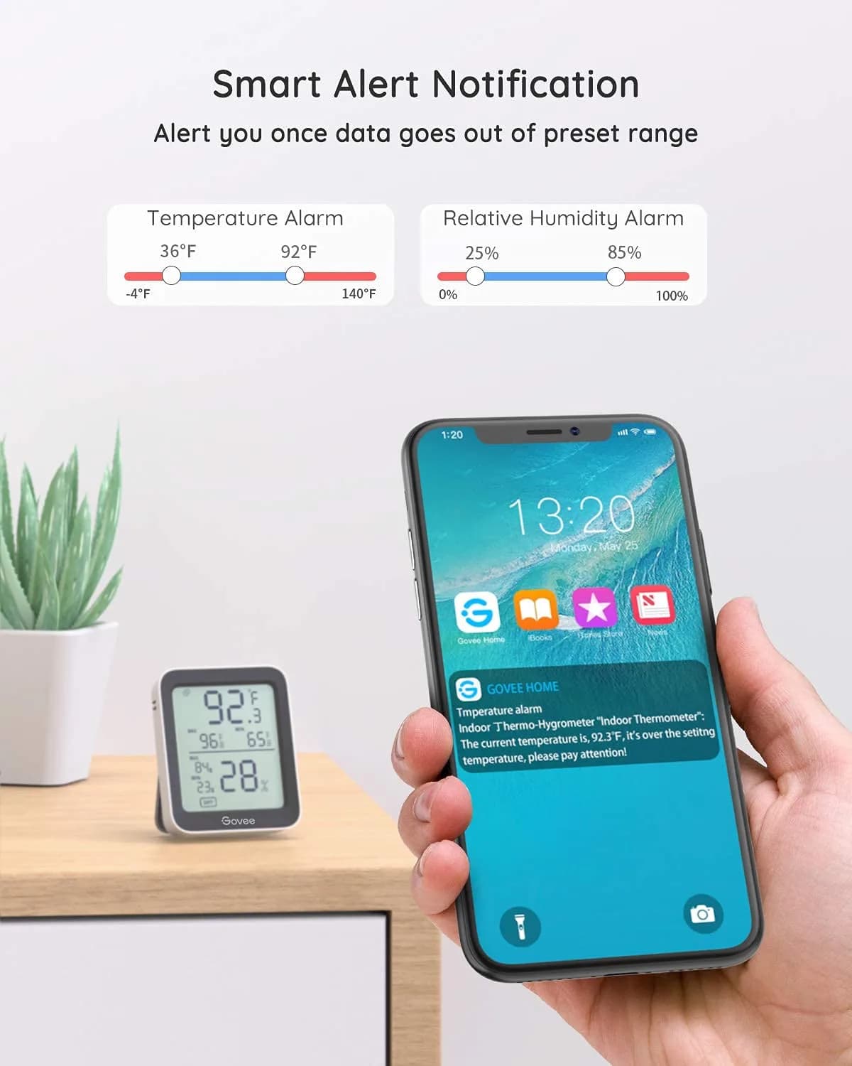 Govee Indoor Hygrometer Thermometer 2 Pack H5075 | Bluetooth App Control & Real-time Monitoring - view 3
