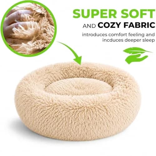 Whiskers & Friends Calming Donut Cat Bed 58cm (23") | Orthopedic Plush Pet Bed for Cats & Small Dogs thumbnail 5