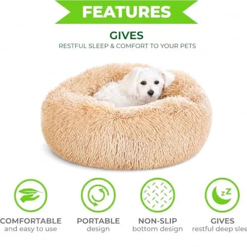 Whiskers & Friends Calming Donut Cat Bed 58cm (23") | Orthopedic Plush Pet Bed for Cats & Small Dogs thumbnail 3
