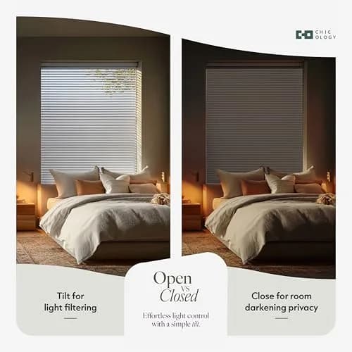 CHICOLOGY Cordless Mini Blinds 106cm x 152cm (42"W x 60"H) | White Vinyl Light Filtering to Room Darkening thumbnail 6