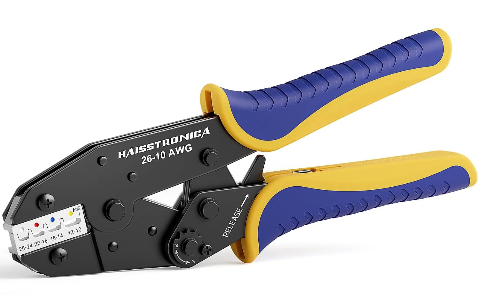 haisstronica Crimping Tool for Heat Shrink Connectors, AWG 26-10 | Precise Ratchet, Ergonomic Handle, 12-Month Warranty - main product image
