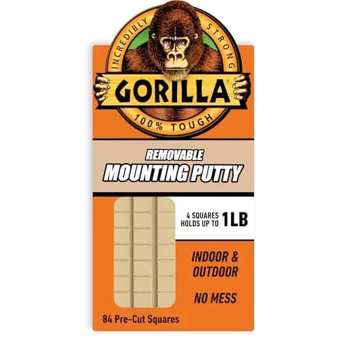 Gorilla Mounting Putty Natural Tan Color 84 Pre-Cut Squares | Holds up to 2 lbs thumbnail 1