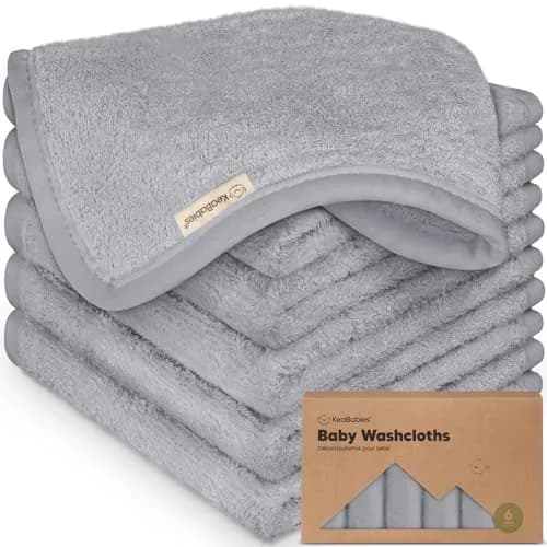 KeaBabies Baby Washcloths 10x10 in Cool Gray | Ultra-Soft Bamboo, Reusable & Absorbent for Gentle Baby Care - main product image