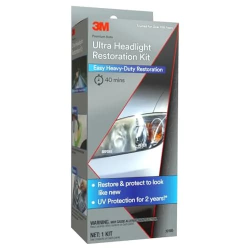 3M Ultra Headlight Restoration Kit | Heavy-Duty Plastic Lens Restorer with Sanding Discs & UV Protectant thumbnail 3