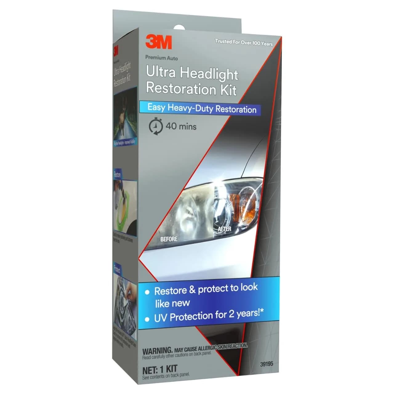 3M Ultra Headlight Restoration Kit | Heavy-Duty Plastic Lens Restorer with Sanding Discs & UV Protectant - view 3