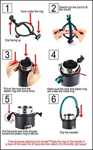 IRON °FLASK Paracord Handle for Wide Mouth Bottles | Durable Carry Strap with Carabiner & Survival Kit thumbnail 5