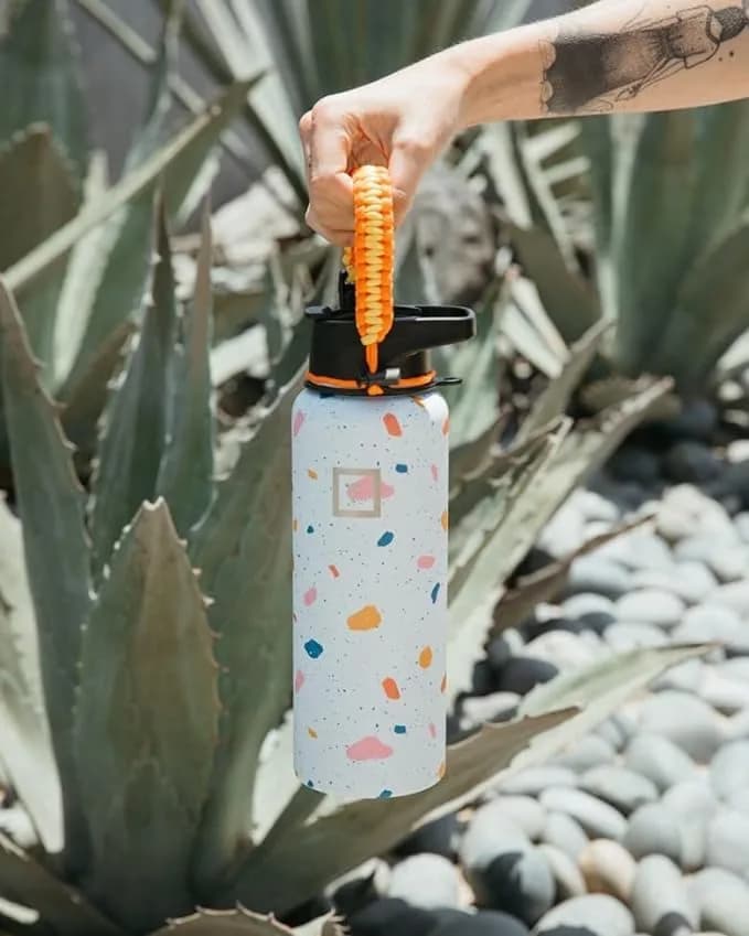 IRON °FLASK Paracord Handle for Wide Mouth Bottles | Durable Carry Strap with Carabiner & Survival Kit thumbnail 3
