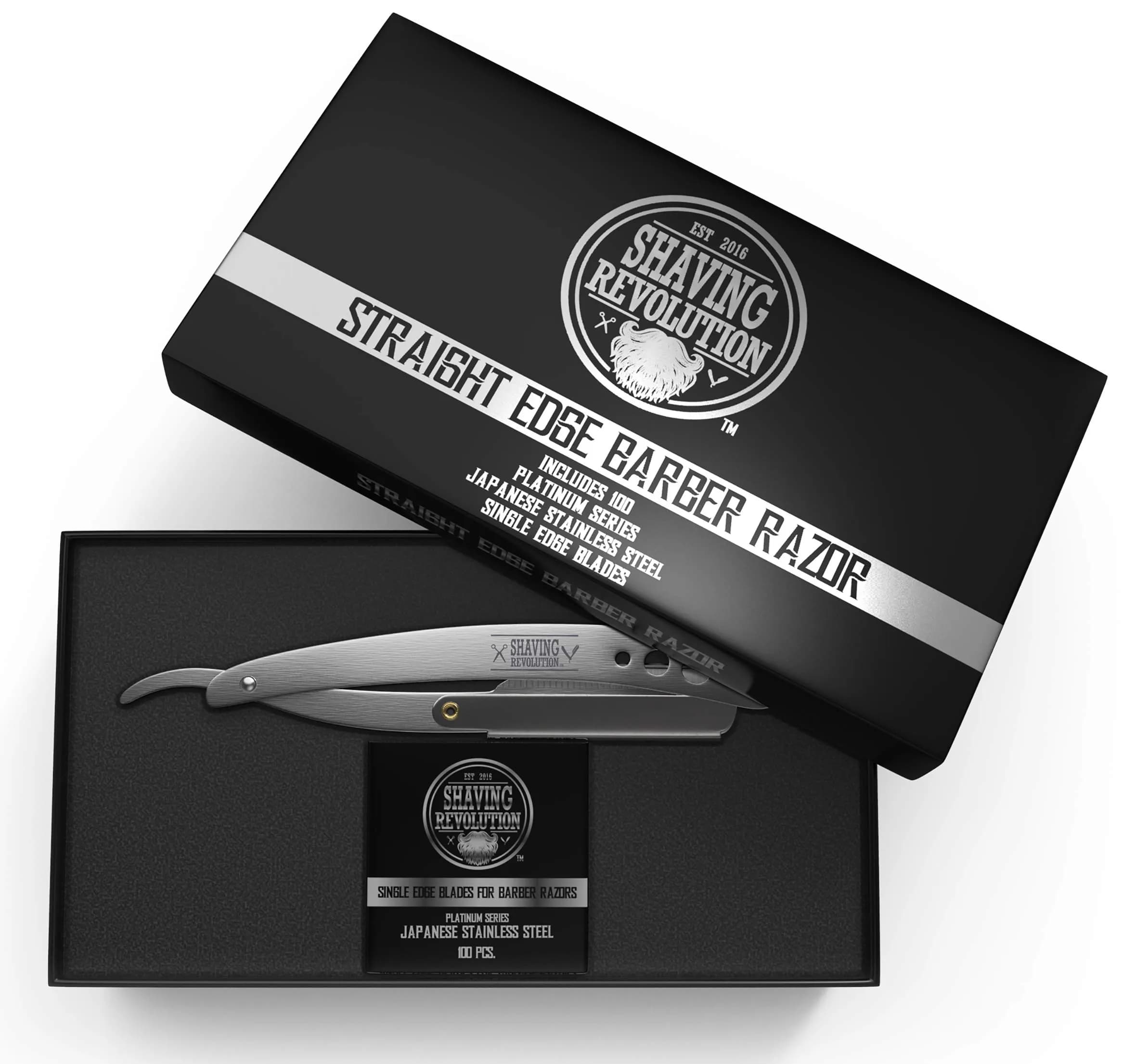 SHAVING REVOLUTION Straight Edge Barber Razor Kit with 100 Single Edge Blades | Professional Close Shave - view 5