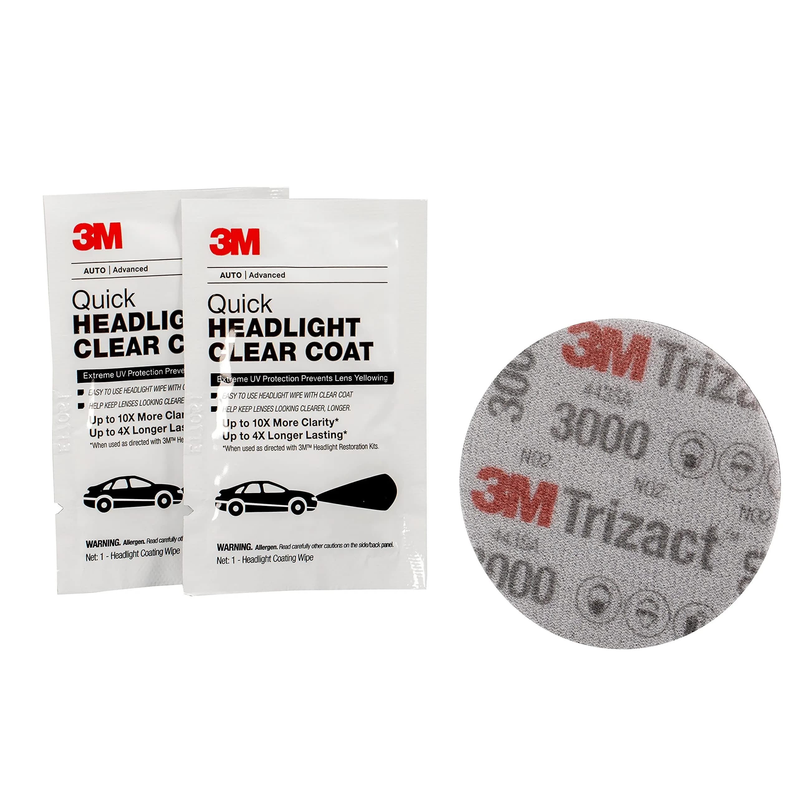 3M Quick and Easy Headlight Restoration Kit, 2 Wipes & 2 Discs | Restores Clarity in 15 Minutes - view 3