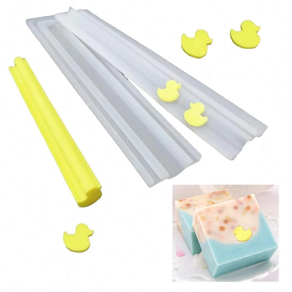 MoldFun Little Rubber Duck Shaped Long Tube Silicone Mold | Handmade Candle Mold Embed Soap Making Supplies — Yellow