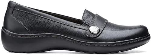 Clarks Women's Cora Daisy Loafer Black Tumbled Leather 7 Wide | Slip-On Comfort with Ortholite Footbed thumbnail 2